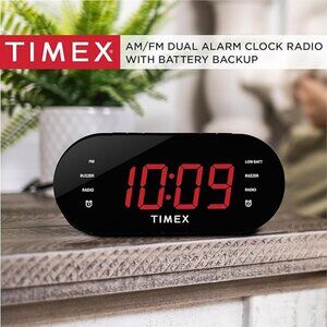 Timex T231G AM/FM Dual Alarm Clock Radio with 1.2-Inch Display and Line-In Jack